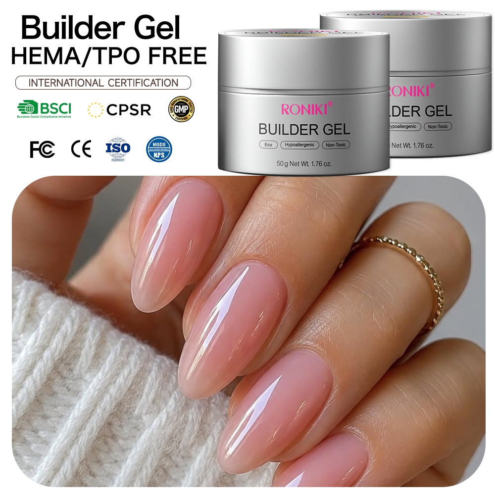 RONIKI Low Odor Eco Friendly Builder Nail Gel UV Builder Gel Non Toxic Manicure Product HEMA Free ODM Custom Brand Development