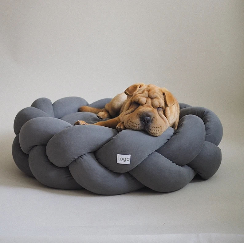 Cama para mascotas de algodón suave y cómoda, hecha a mano, lavable a máquina para perros y gatos
