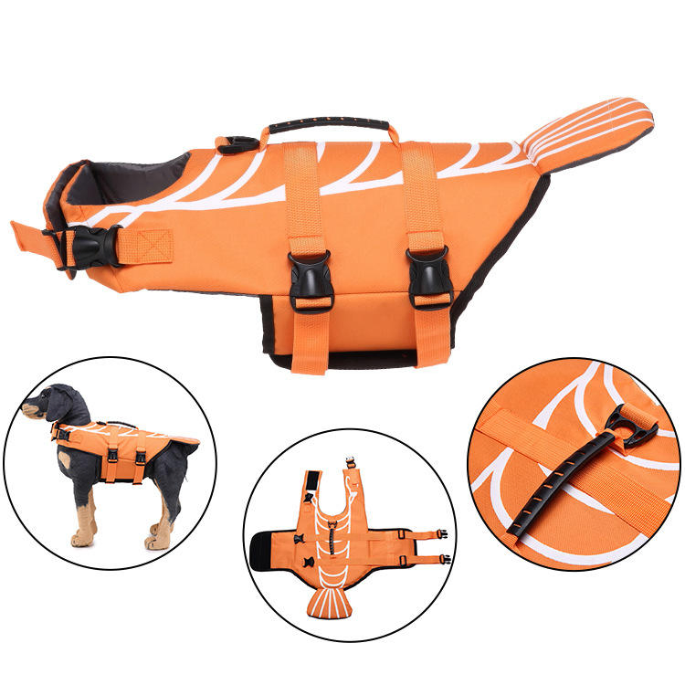 Chaleco de seguridad para mascotas de color amarillo con flotabilidad y asa de rescate para perros pequeños