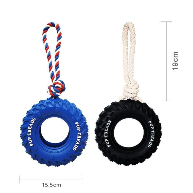 Juguete de masticar de cuerda dispensador de comida para perros interactivo de goma duradera