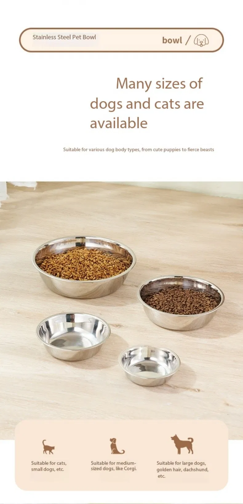 304 Dispensador de comida para perros de acero inoxidable, alimentador lento para mascotas