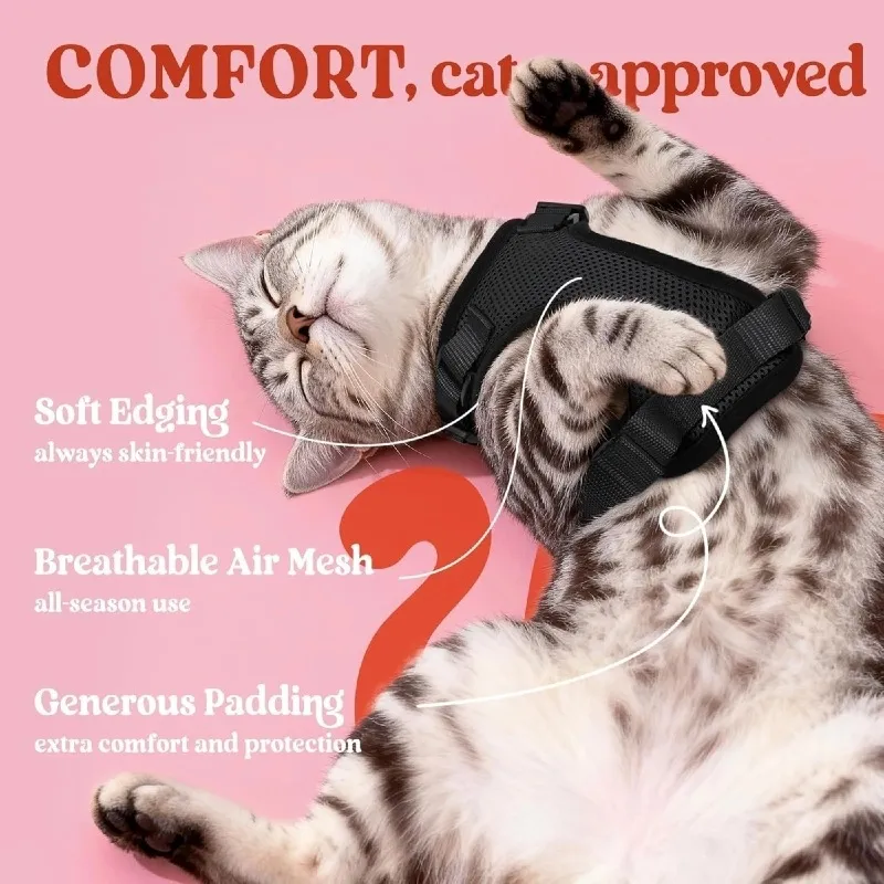 Arneses para gatos de todas las estaciones y cuerdas de salida, correas para el pecho de mascotas para aventuras al aire libre, nuevo arnés para mascotas