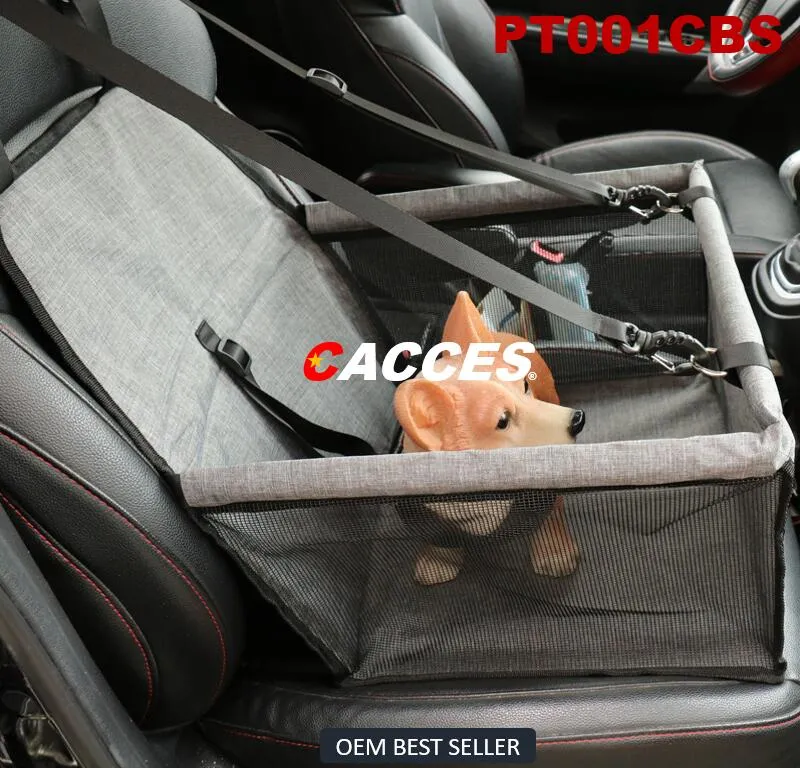 Asiento de coche para perros estable, asiento robusto para perros, asiento para cachorros en el coche para perros de tamaño pequeño a mediano, marcos reforzados, cinturones de seguridad, asiento de coche impermeable para mascotas para el asiento trasero y delantero