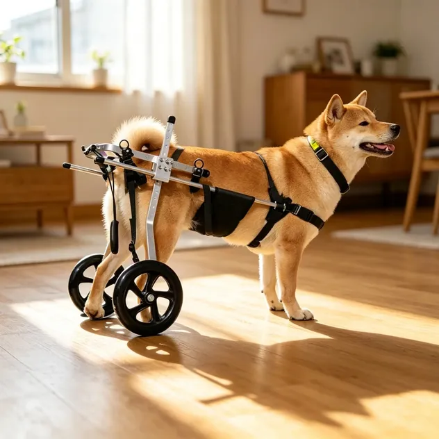 Carro de soporte para patas traseras de metal ligero para perros heridos ancianos de tamaño mediano y grande