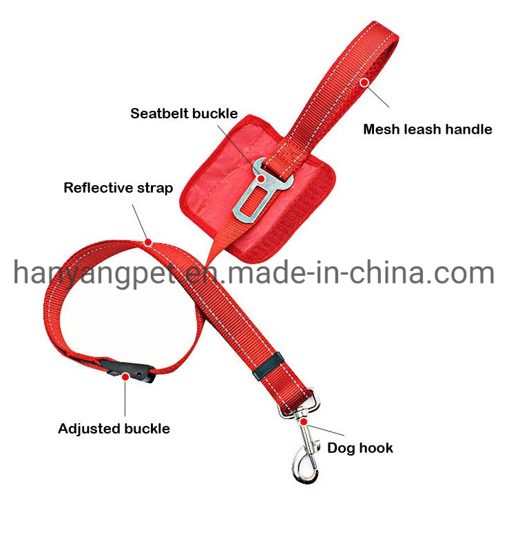 Cinturón de seguridad para perros, correa de nylon, accesorio para mascotas personalizado de Hanyang OEM, producto para mascotas, cinturón de asiento para perros en el coche