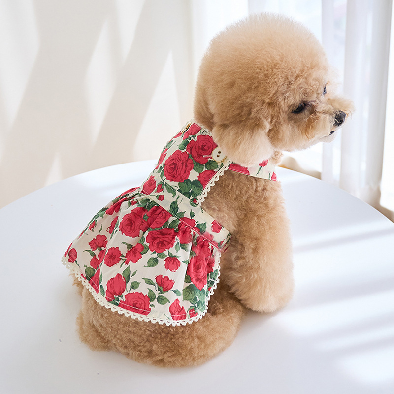 Vestido de Rosa para Perro Gato Teddy Bichón Ropa para Mascotas
