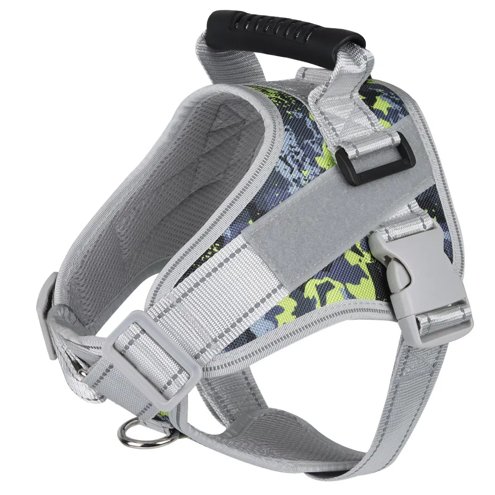 Arnés y correa de nylon duradero para gatos y perros al por mayor, suave malla de aire, arnés de entrenamiento para caballos que brilla, chaleco impermeable, suministro para mascotas, arnés para perros medianos y grandes