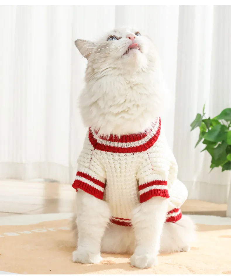 Nuevas Ropa para Gatos Suéter de Acrílico con Oso de Caricatura para Perros y Gatos de Tamaño Pequeño y Mediano Chaleco de Punto Cálido Ropa para Mascotas