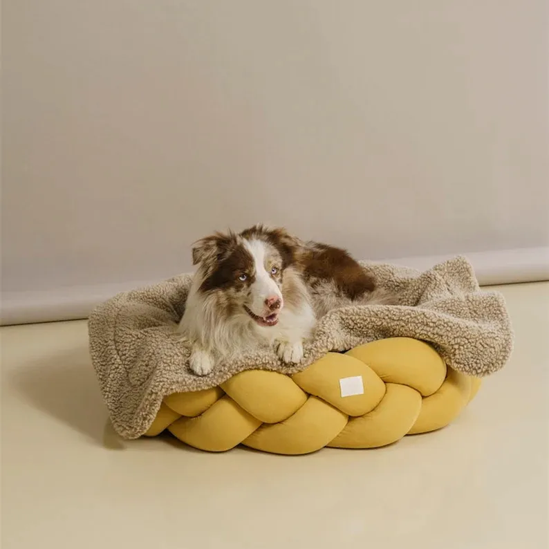 Cama para mascotas de algodón suave y cómoda, hecha a mano, lavable a máquina para perros y gatos