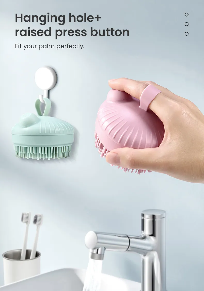 Cepillo de baño de silicona para mascotas, diseño de mano, tamaño personalizado, libre de BPA, para el cuidado de la piel, limpieza del cuero cabelludo, exfoliación, accesorio de baño para perros y gatos