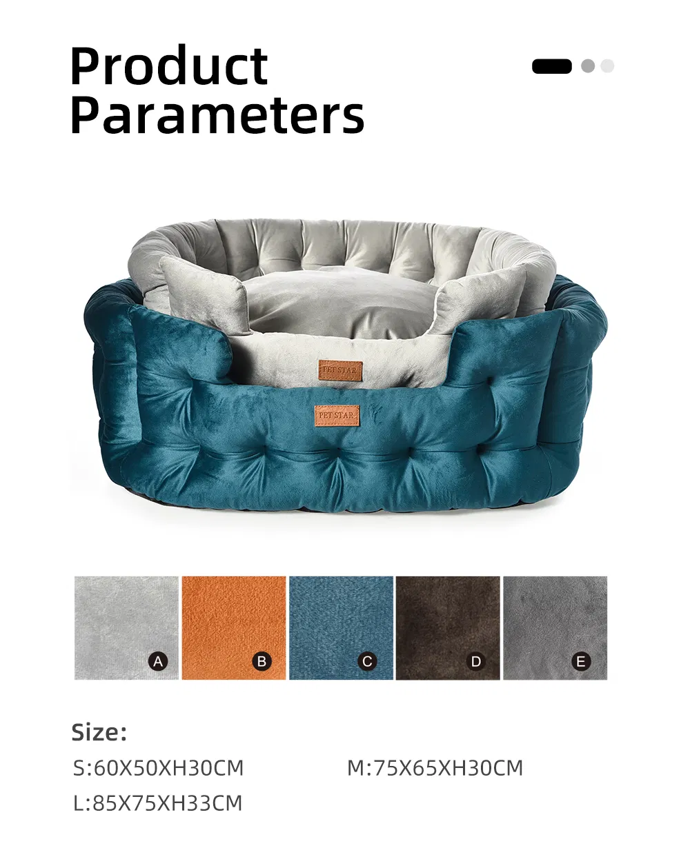 Cama de perro de lujo de terciopelo acolchado y cómodo con cojín removible