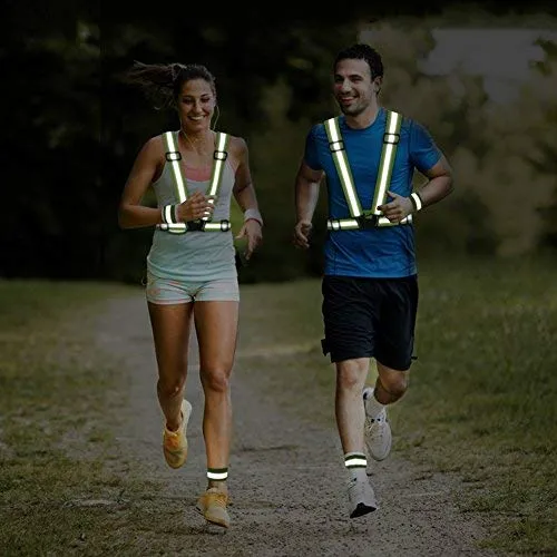 Equipo de Chaleco Reflectante para Correr 2 Pack, Cinturón Reflectante de Alta Visibilidad Ajustable para Correr de Noche, Ciclismo al Aire Libre, Motocicleta, Paseo de Perros, Trote