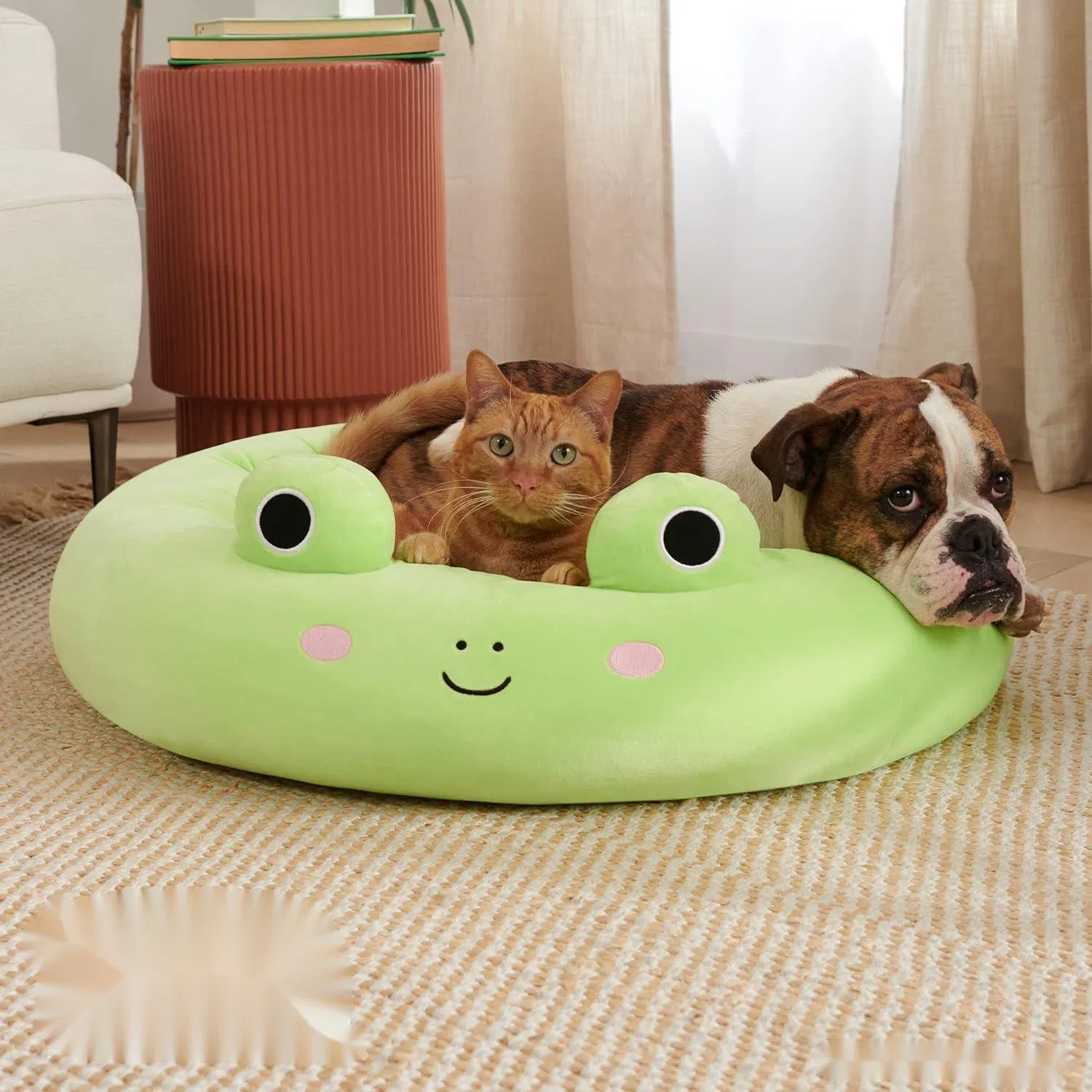 Cama para perros antideslizante en forma de pulpo al por mayor - Cama redonda de felpa para perros pequeños y medianos, cómoda y con fondo antideslizante