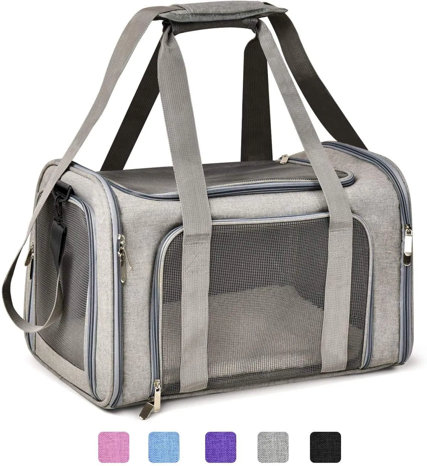 Bolsa transportadora expandible y plegable para mascotas para viajar con ventanas de malla transpirable, diseño duradero y ligero para gatos y perros pequeños, uso en interiores y exteriores