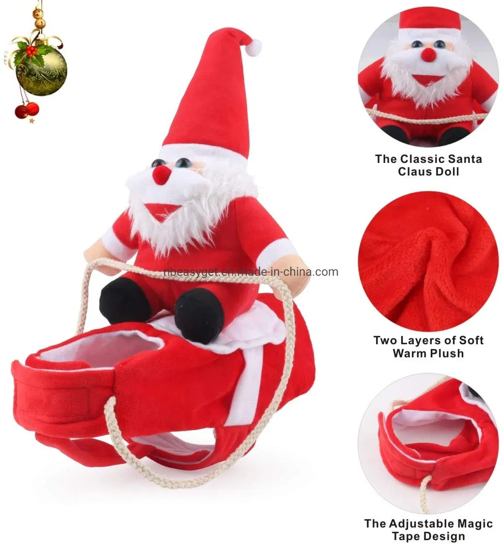 Disfraz de perro divertido de Santa Claus montando, ropa navideña para mascotas, ropa de fiesta Esg12467