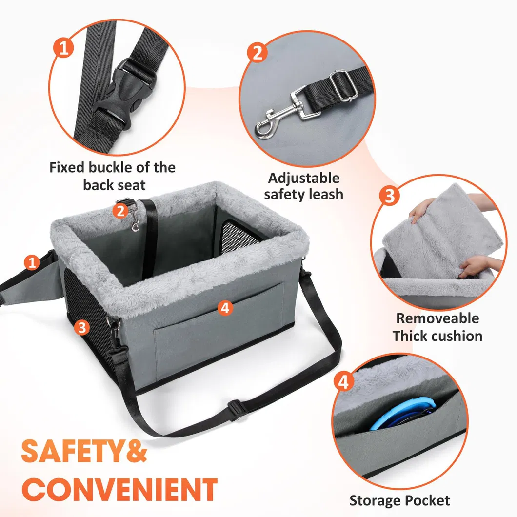 Asiento elevador para perros, transportadora, cama de malla transpirable, marco de metal, bolsa de viaje, hebilla de seguridad, asiento para perros en el coche