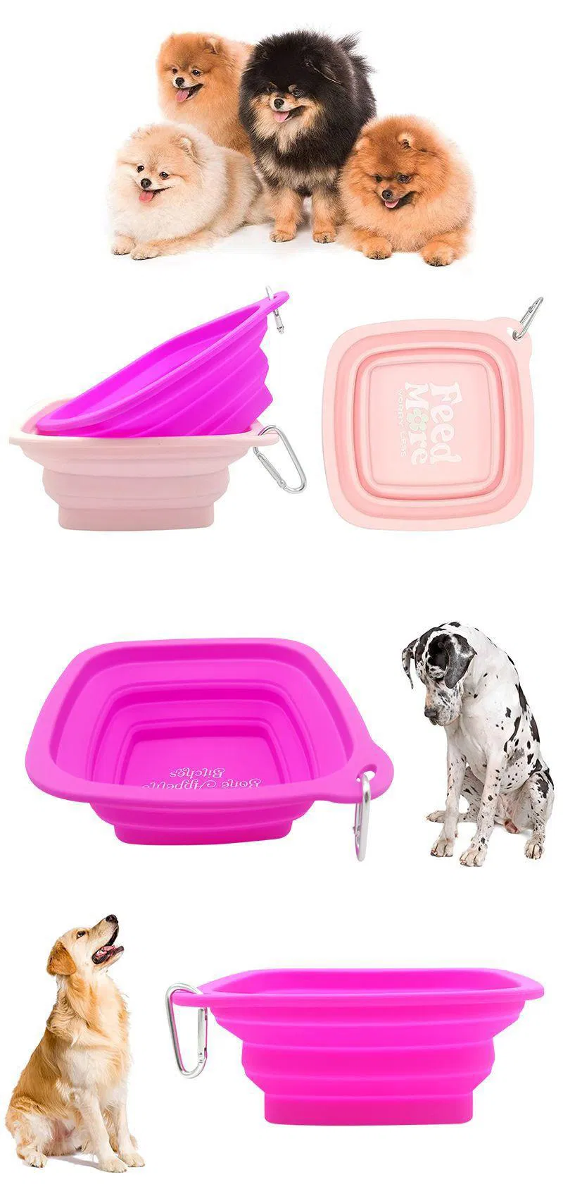 Tazón de viaje de silicona colapsable para mascotas