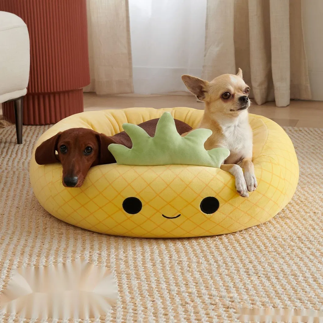 Cama para perros antideslizante en forma de pulpo al por mayor - Cama redonda de felpa para perros pequeños y medianos, cómoda y con fondo antideslizante