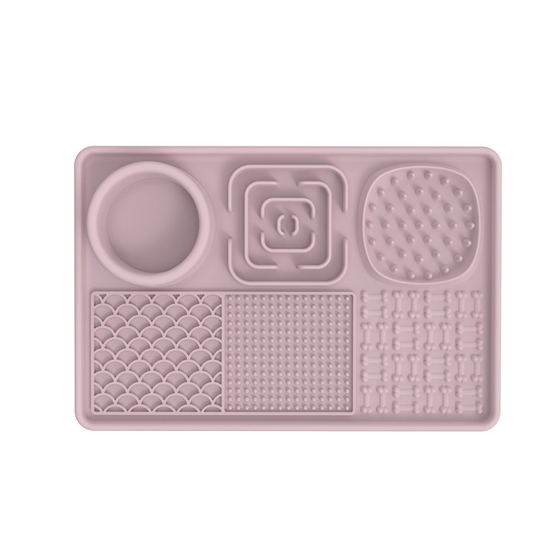 Nuevo cuadrado rectangular antideslizante alimentador lento de silicona para perros, alfombrilla de lamido