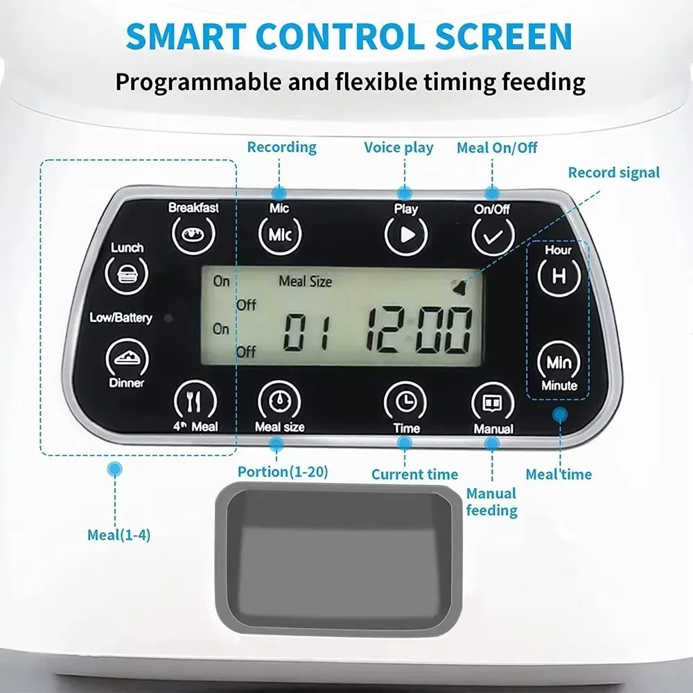 3.5L Comedero Automático para Gatos WiFi Inteligente Swirl Comedero Lento para Perros con Grabadora de Voz Gran Capacidad Dispensador de Comida para Gatos con Temporizador