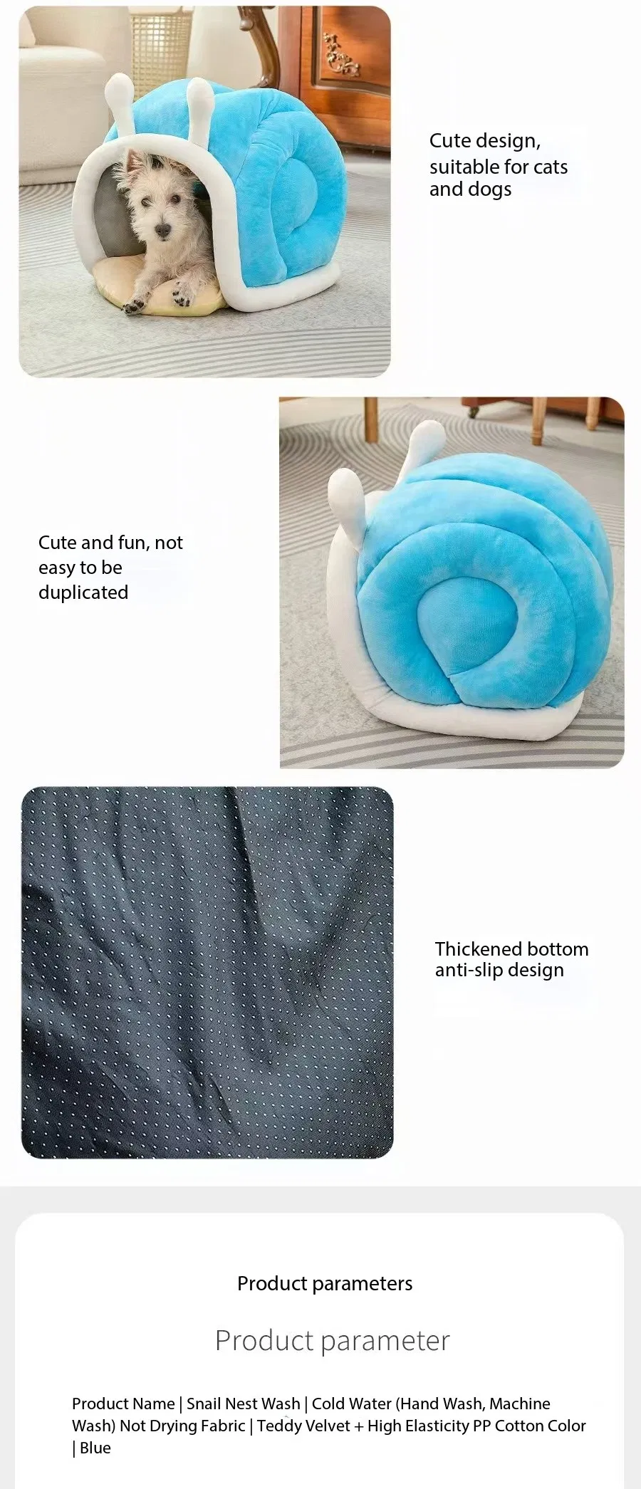 Cama para perros y gatos en forma de caracol, semi cerrada, discreta y segura, moderna, de felpa cómoda para el invierno