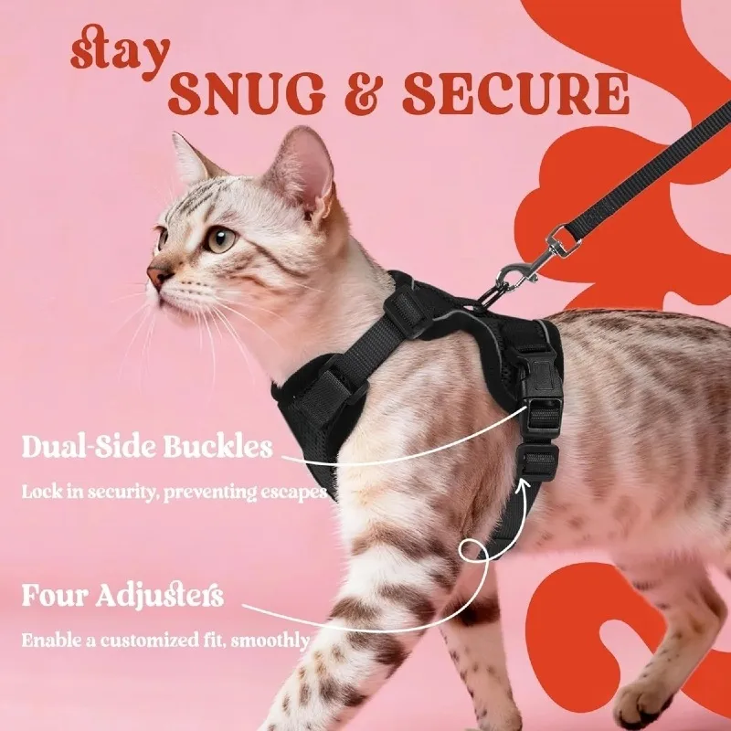 Arneses para gatos de todas las estaciones y cuerdas de salida, correas para el pecho de mascotas para aventuras al aire libre, nuevo arnés para mascotas