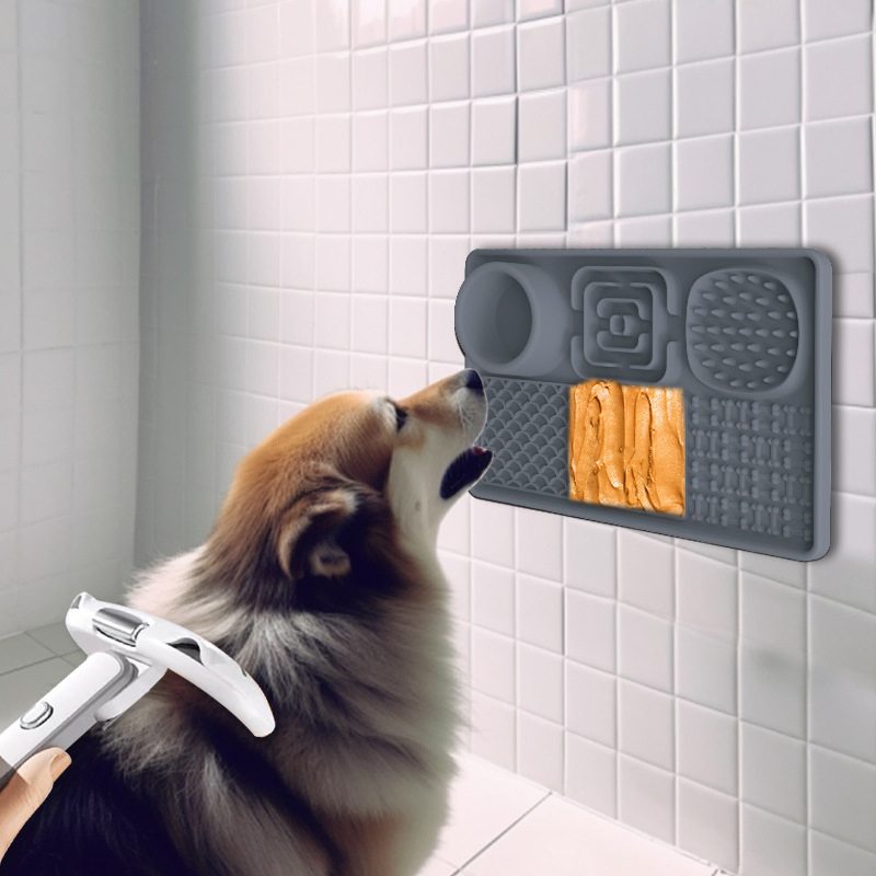 Nuevo cuadrado rectangular antideslizante alimentador lento de silicona para perros, alfombrilla de lamido
