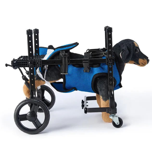 Arnés de rehabilitación para perros pequeños heridos con carro de ruedas traseras dobles