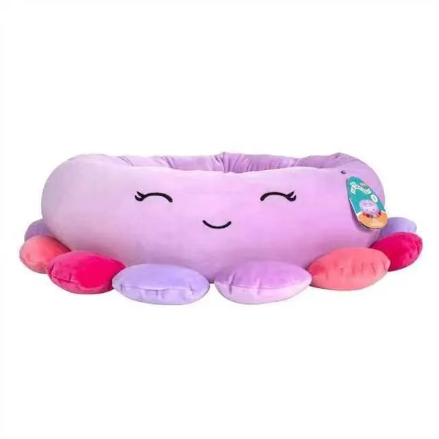 Cama para perros antideslizante en forma de pulpo al por mayor - Cama redonda de felpa para perros pequeños y medianos, cómoda y con fondo antideslizante