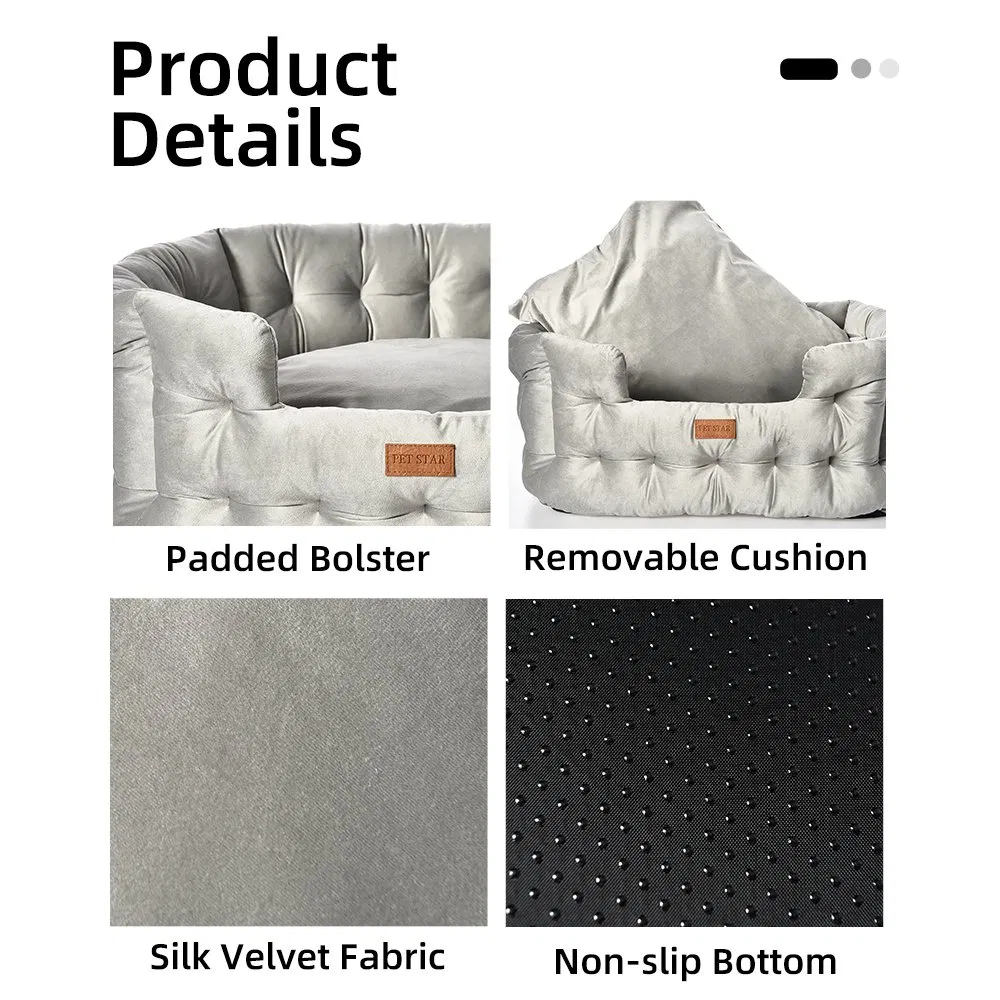 Cama de perro de lujo de terciopelo acolchado y cómodo con cojín removible