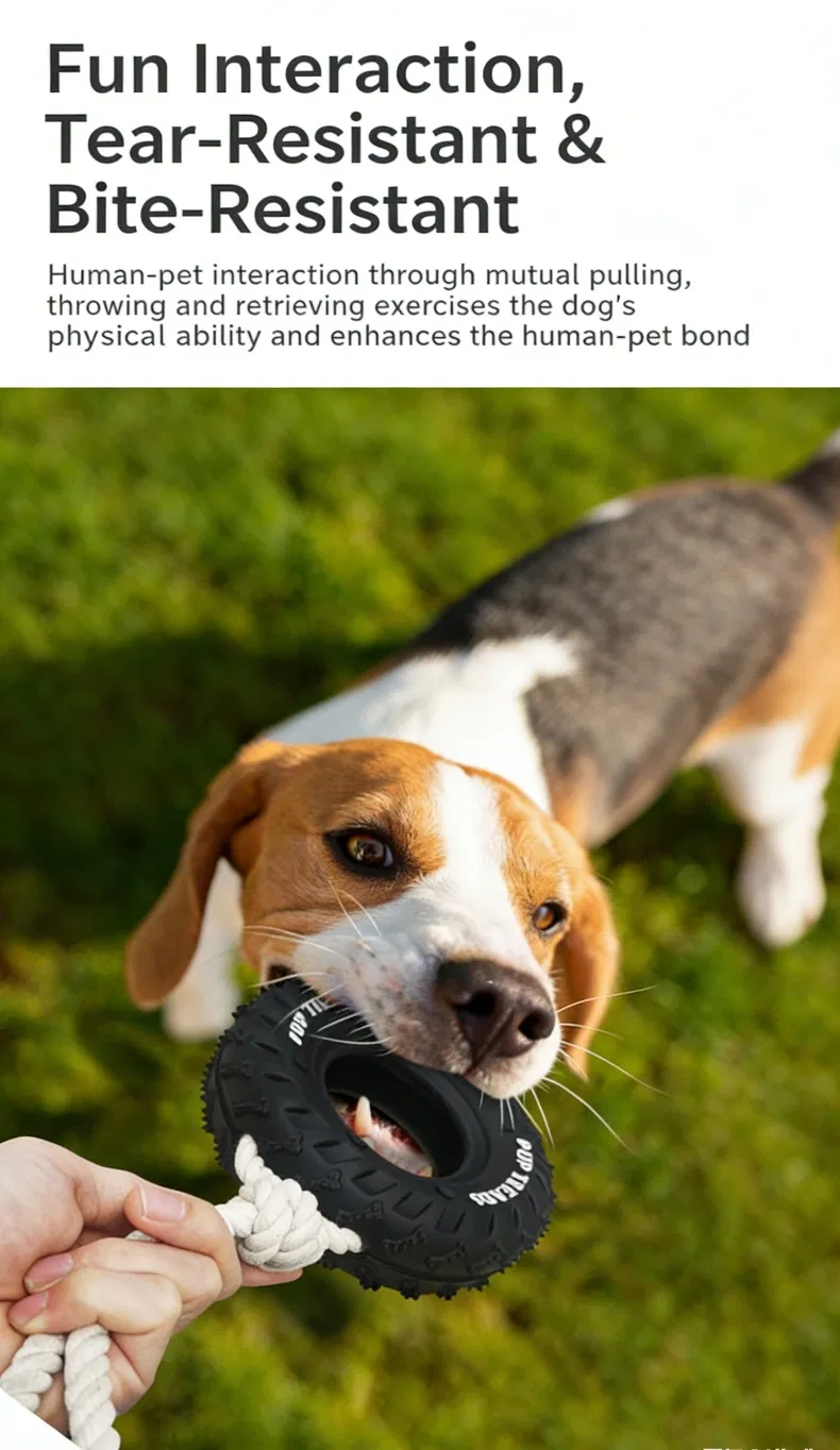 Juguete de masticar de cuerda dispensador de comida para perros interactivo de goma duradera