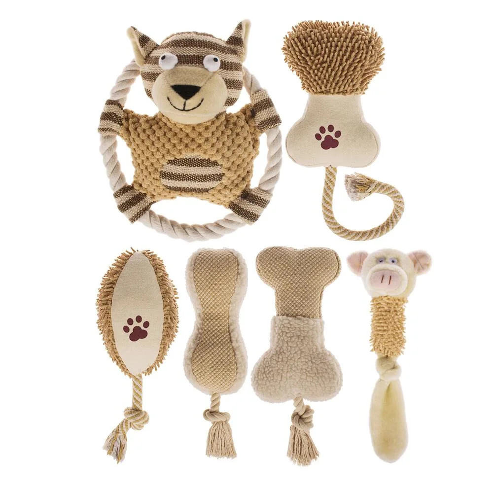 Juguetes de peluche interactivos para perros Rena, forma de cuerda de algodón para masticar y que hace ruido