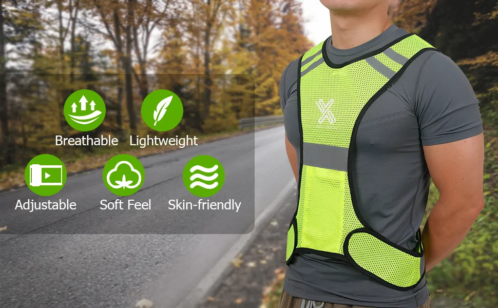 Chaleco Reflectante para Correr, Equipamiento de Correr de Alta Visibilidad con Gran Bolsillo