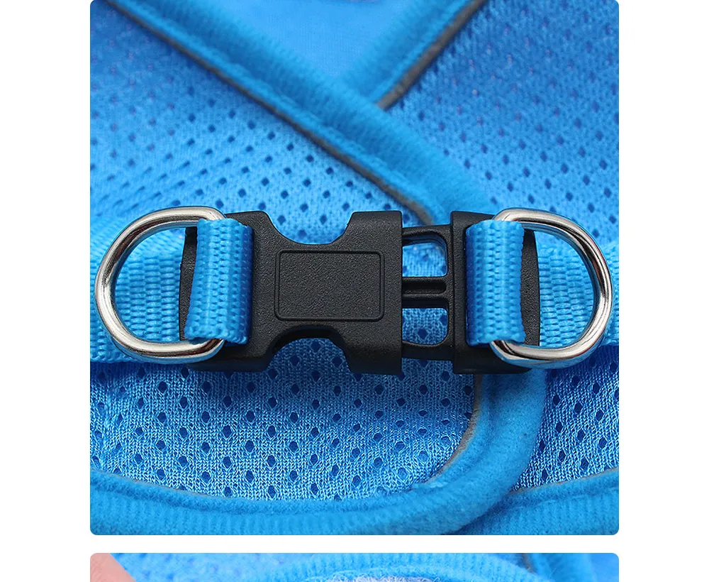 Arneses de chaleco para cachorros y gatos de color negro, arnés reflectante para perros y juego de correa