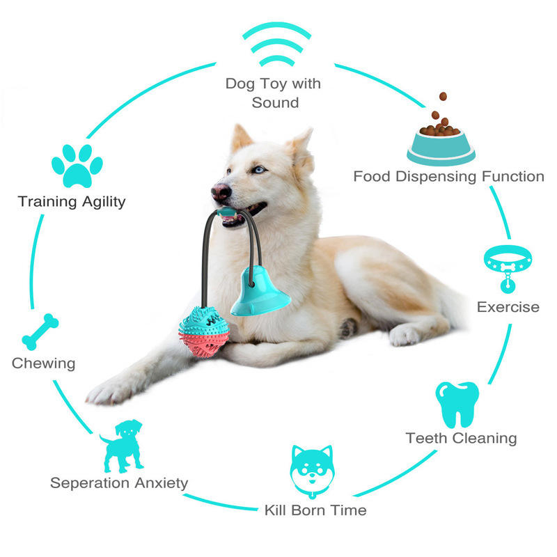 Juguete interactivo para perros con cuerda de succión, bola para masticar, juguete molar para mascotas