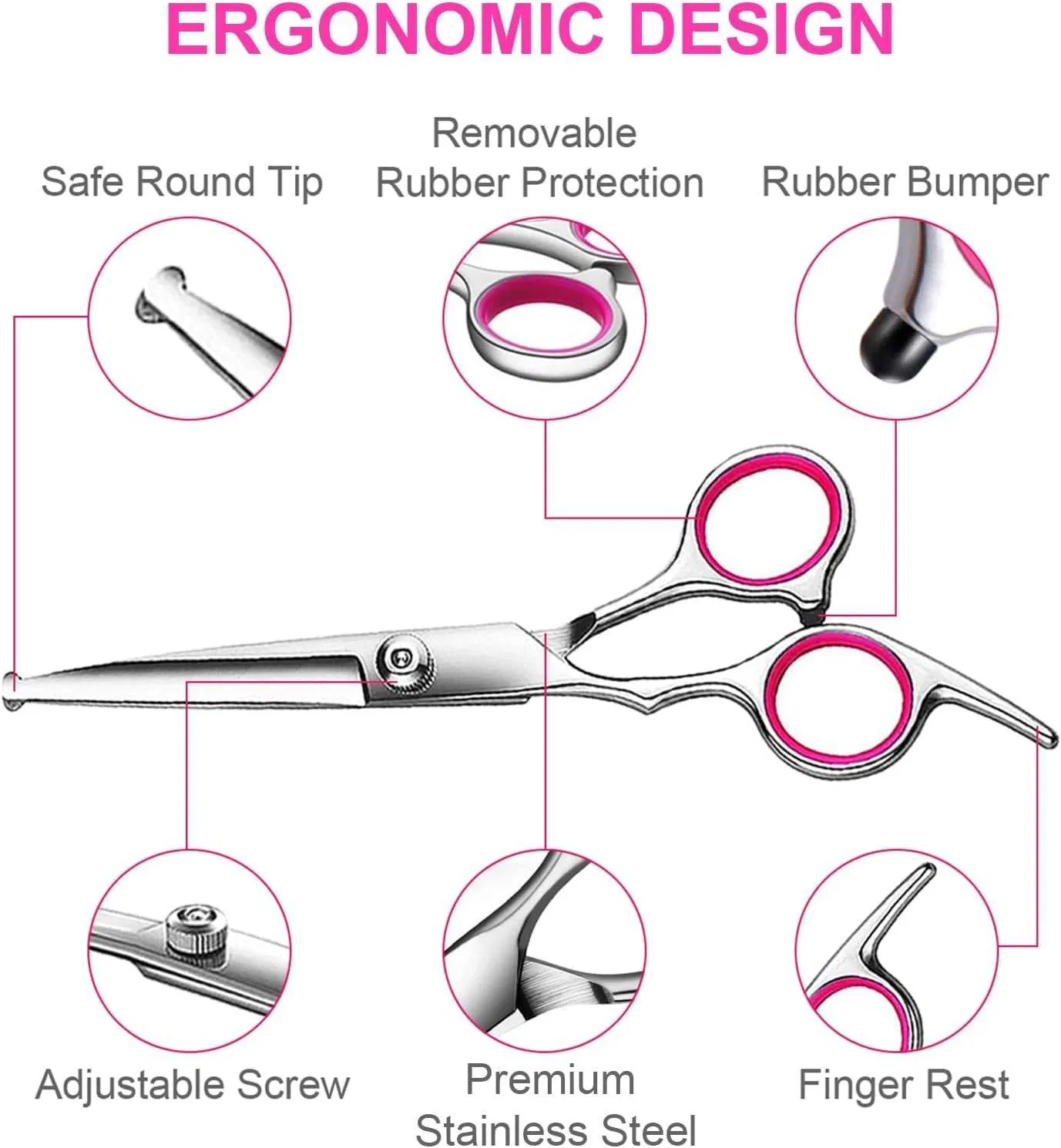 Tijeras curvas de acero inoxidable para adelgazar, peine y herramientas de extensión de cabello para gatos y perros