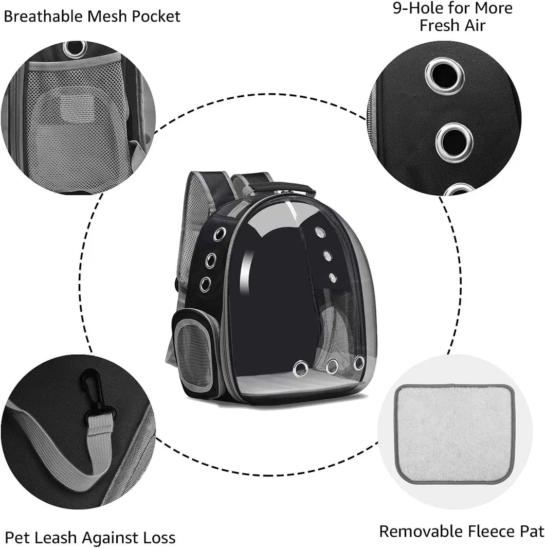 New Portable and Breathable Cat and Dog Small Pet Backpack with Three Outlets for Outdoor Travel