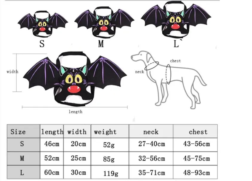 Ropa de Halloween para perros grandes, disfraz de cosplay, ropa de alas de murciélago para mascotas