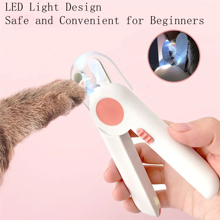 Cuidado de patas de gato mascota, cortauñas para perros con luz LED, tijeras cortadoras de uñas