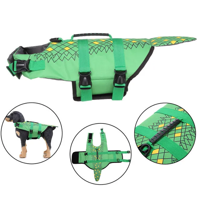 Chaleco de seguridad para mascotas de color amarillo con flotabilidad y asa de rescate para perros pequeños