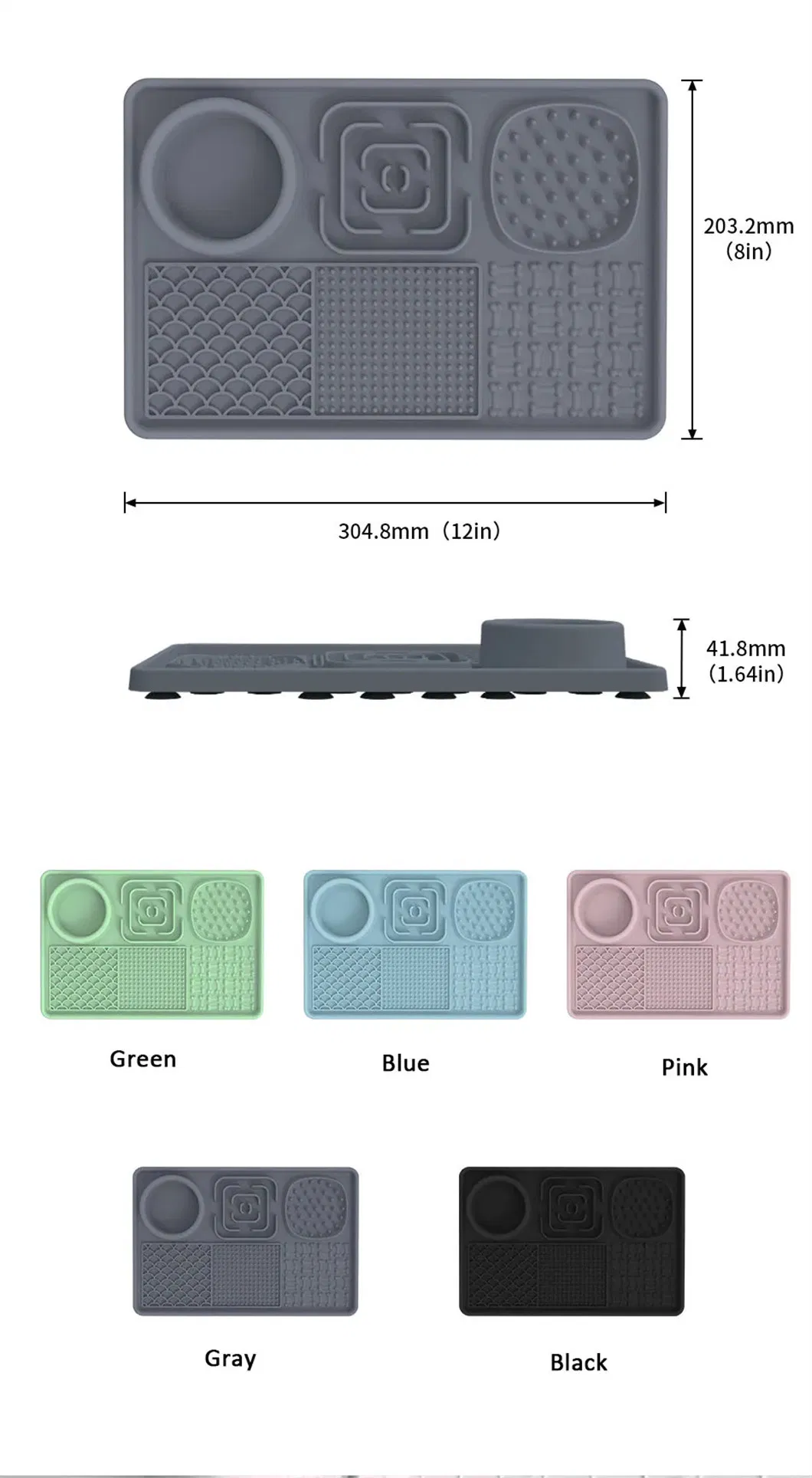 Nuevo cuadrado rectangular antideslizante alimentador lento de silicona para perros, alfombrilla de lamido