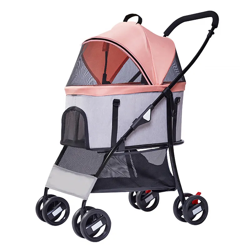 Bolsa de transporte para perros y gatos de tela Oxford con carrito de acero inoxidable