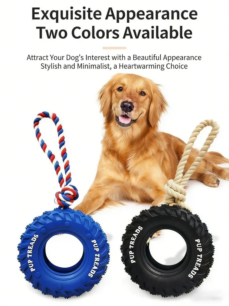 Juguete de masticar de cuerda dispensador de comida para perros interactivo de goma duradera
