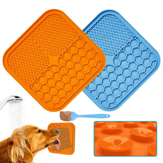 Venta directa de fábrica de alfombrillas de silicona para perros personalizadas y adorables, con alimentación lenta y ventosas antideslizantes para la pared