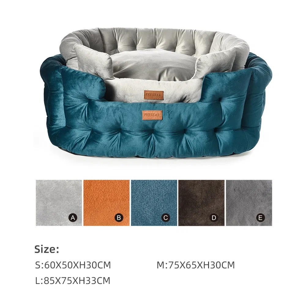 Cama de perro de lujo de terciopelo acolchado y cómodo con cojín removible