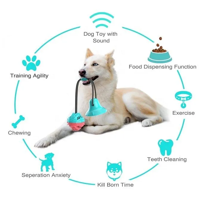 Juguete interactivo para perros con cuerda de succión, bola para masticar, juguete molar para mascotas