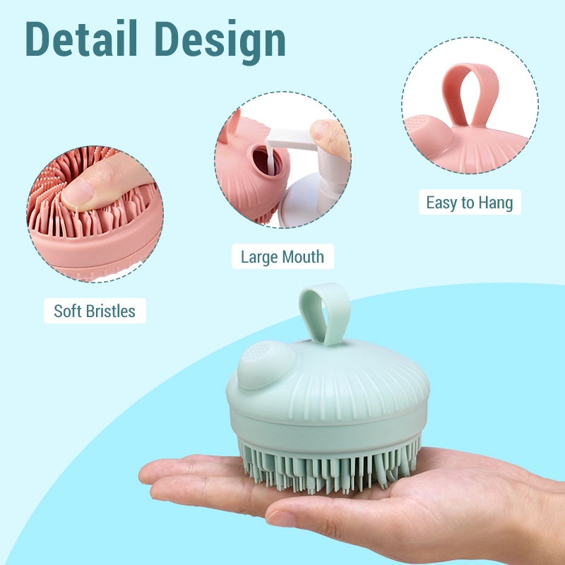 Cepillo de baño de silicona para mascotas, diseño de mano, tamaño personalizado, libre de BPA, para el cuidado de la piel, limpieza del cuero cabelludo, exfoliación, accesorio de baño para perros y gatos