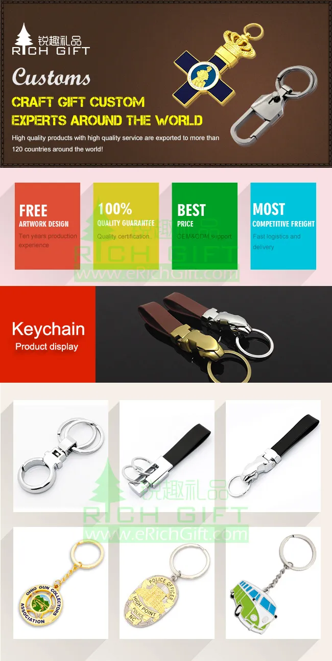 Llave de carro de aleación de zinc de metal suave esmaltada de alta calidad personalizada con logo de engranaje, plateada