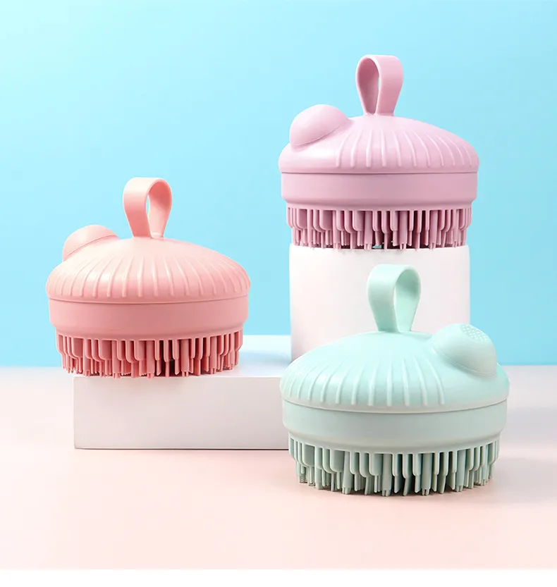 Cepillo de baño de silicona para mascotas, diseño de mano, tamaño personalizado, libre de BPA, para el cuidado de la piel, limpieza del cuero cabelludo, exfoliación, accesorio de baño para perros y gatos