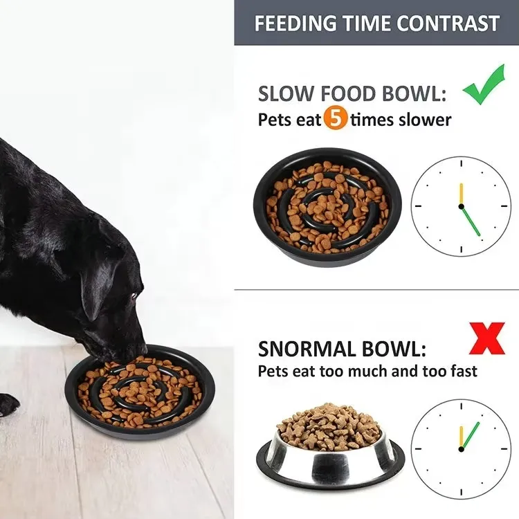 Cuencos de alimentación elevados de silicona plegables para perros, cuencos de alimentación de acero inoxidable, alimentador lento